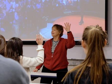 ACC students and faculty in a communications class in a classroom at the Littleton Campus.