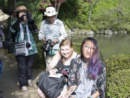 Students on tour sketching - Japan 2018