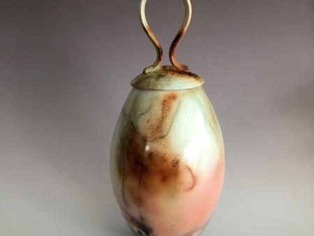 Bob Smith  - Saggar-Fired Lidded Vase #1 - View 1