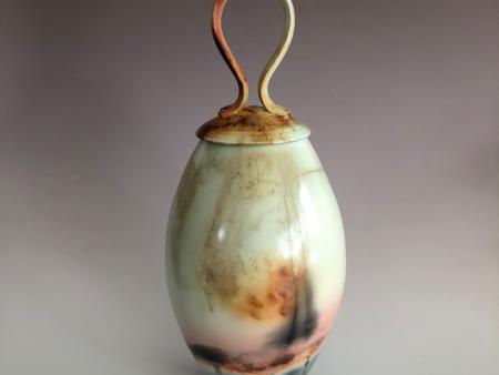 Bob Smith Saggar-Fired Lidded Vase #1 - View 2
