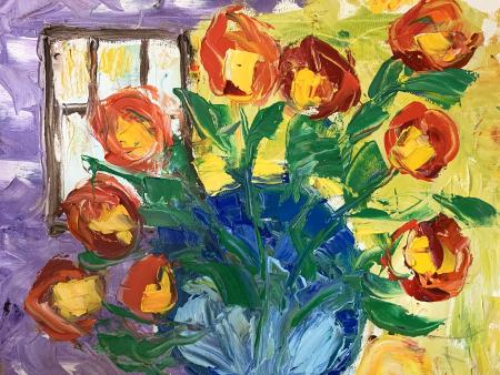 Mary Clark - Blue Vase of Summer Flowers