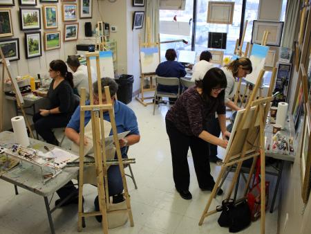 ACC community members in painting course at the Littleton Campus.