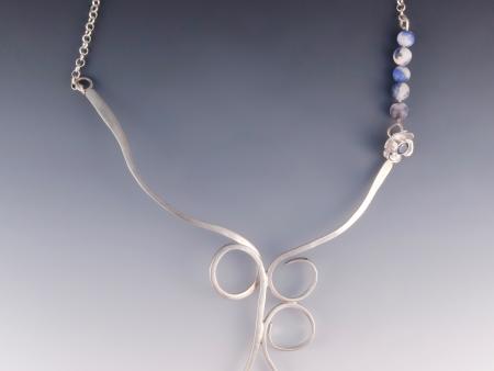 Debbie Davidson-Stanfill Forged Silver Statement Choker with Sodalite and Cubic Zirconia