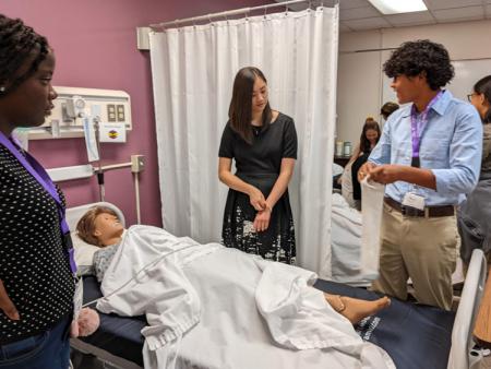 Colorado Health Careers Collaborative students in medical classroom at ACC Littleton Campus.