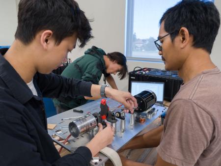 ACC students use equipment in Robotics lab at the DCSD Legacy Campus in Lone Tree.