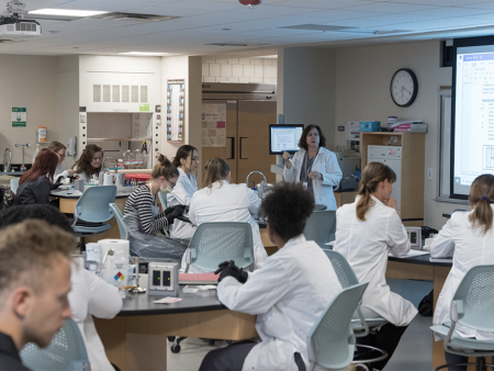 ACC Medical Laboratory Technology class at the Littleton Campus being led by Jennifer Kellogg.