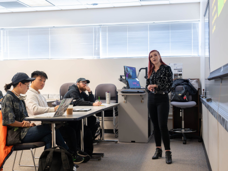 ACC students in sociology class with an instructor at the Littleton Campus.