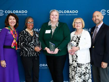 Stephanie J. Fujii, Crystal Kelly, Lisa Christiansen, Barb Stoner, and Chancellor Joe Garcia