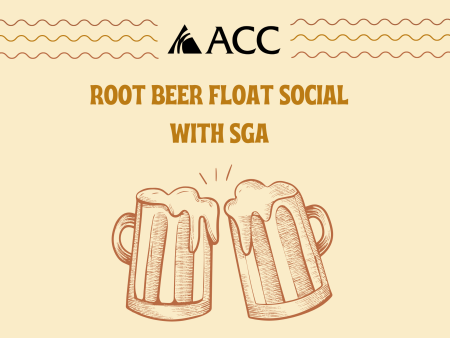 Root Beer Float Social with SGA (2 mugs clinking clipart, ACC logo)