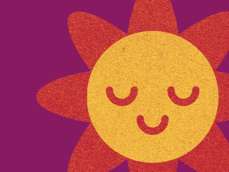 Cartoon sun on a purple background