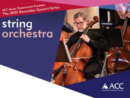 ACC student playing the cello at the Littleton Campus - String Orchestra - ACC logo