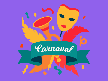 Cartoon masks and banners