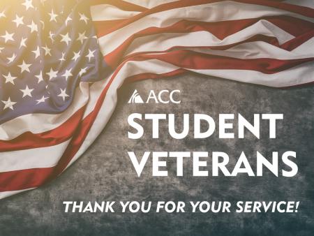 American flag - ACC logo - Student Veterans - Thank you for your service!