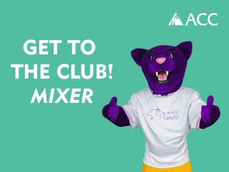 Summit - the purple ACC Puma mascot - ACC logo - Get to the Club! Mixer