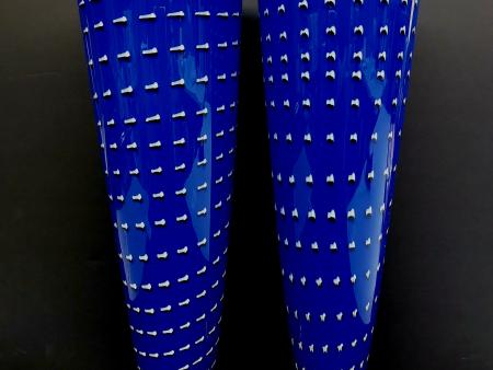 Dori Gordon and, Bruce Pizzichillo - Tall Blue Fluted Glass Vases