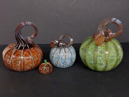 Lockwood, Paul - Orange Glass Pumpkin Orange Glass Mini Pumpkin Blue Glass Pumpkin Medium Green Glass Pumpkin