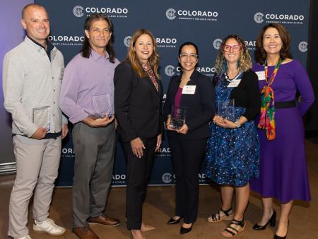 ACC of the Year award winners with CCCS Chancellor Dr. Marielena DeSanctis and ACC President Stephanie J. Fujii, PhD