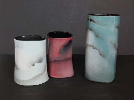 Skeer, Janey - "Clouds" Short Light Blue Tumbler "Clouds" Short Pink Tumbler "Clouds" Tall Light Blue Tumbler