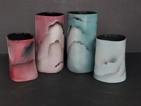 Skeer, Janey - "Clouds" Short Pink Tumbler "Clouds" Tall Pink Tumbler "Clouds" Tall Light Blue Tumbler "Clouds" Short Light Blue Tumbler