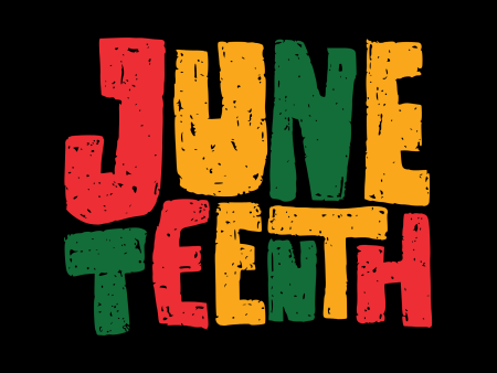 Juneteenth (written out in red-yellow-green letter sequence)