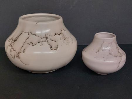 Morier, Michael - Horsehair Fired White Pot Horsehair Fired White Pot