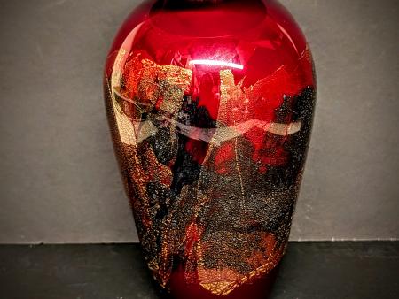 Nourot, Michael - Red and Gold Lackluster Vase