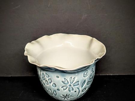 Nan - Porcelain Stamped Flower Bowl
