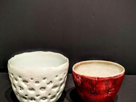 McKinnell, Nan -  Holes on White Porcelain Bowl Porcelain Red Mini Bowl