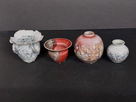 McKinnell, Nan - RARE Porcelain Pod Pot, Porcelain Mini Vase, Porcelain Red Mini Vase, Porcelain Opalescent Mini Vase