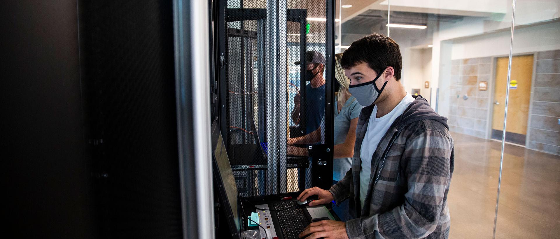 ACC students working at servers at Sturm Collaboration Campus at Castle Rock.