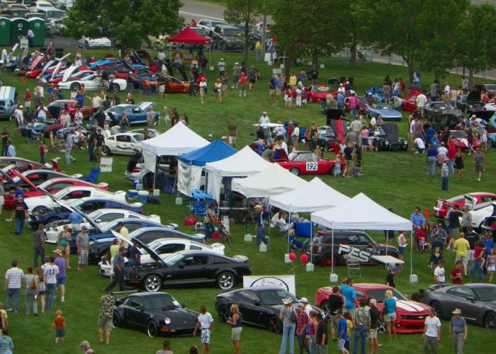 Colorado Concours d'Elegance & Exotic Sports Car Show - cars and tents set up at ACC's Littleton Campus