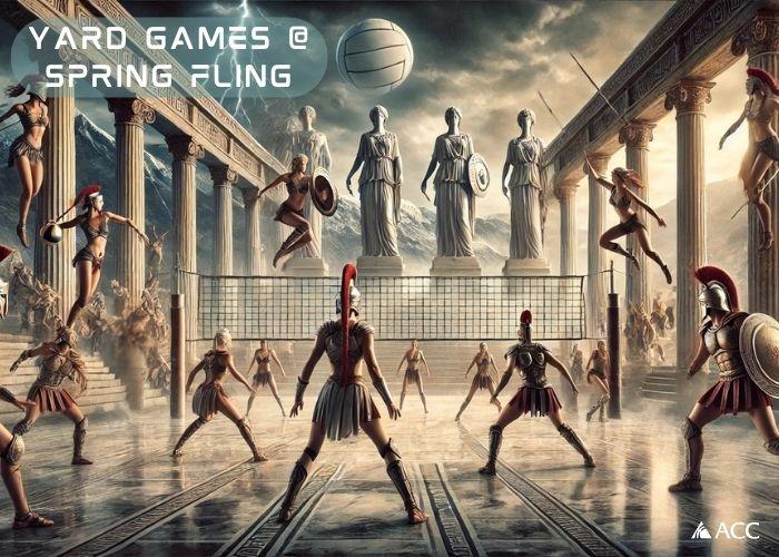 Gladiators playing volleyball graphic