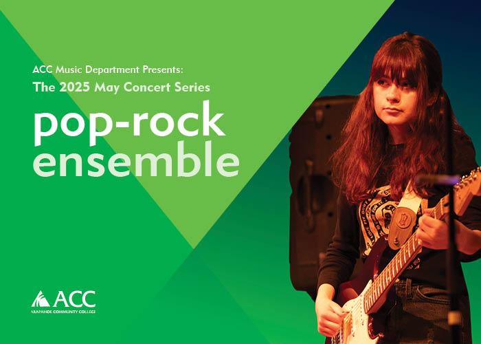 ACC student playing guitar at Littleton Campus.