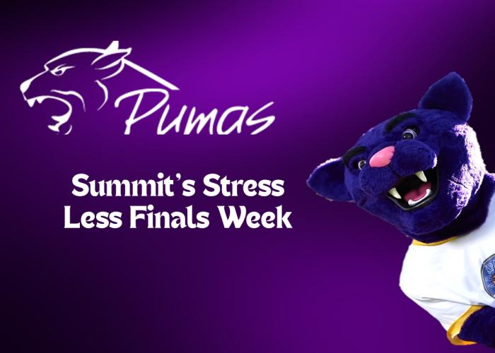 Summit's Stress Less Finals Week - ACC puma logo and puma mascot