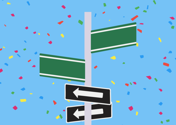 sign holder with arrows and blank street signs