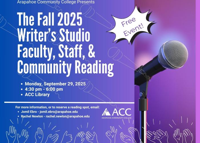 Fall 20205 Writer's Studio Faculty, Staff, & Community Reading flyer