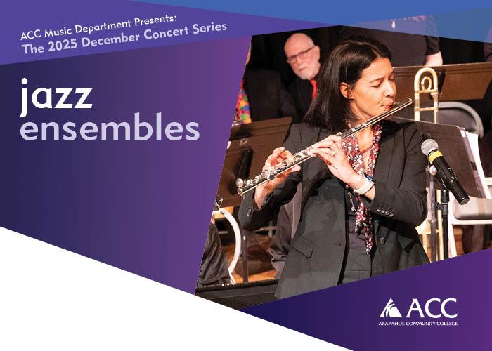 ACC student playing flute during a Jazz Ensemble concert at the Littleton Campus - Jazz Ensembles - ACC logo