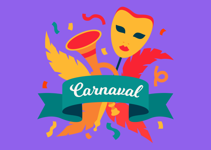 Cartoon masks and banners