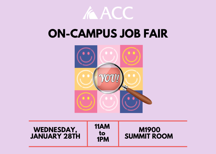 ACC logo - On-Campus Job Fair - Wednesday, January 28 from 11am - 1pm M1900 Summit Room 