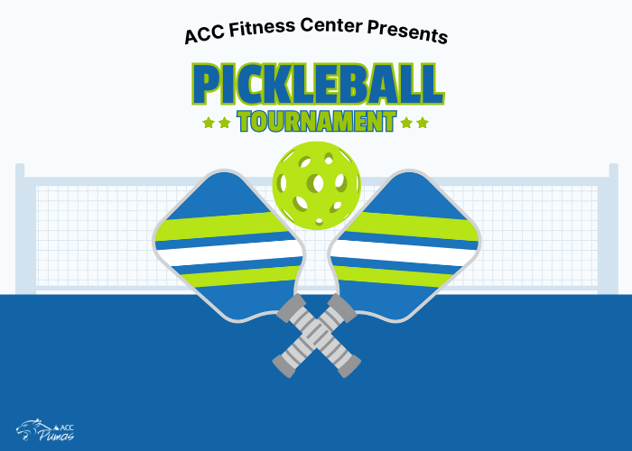 ACC Fitness Center Pickball tournament - Cartoon paddles and ball