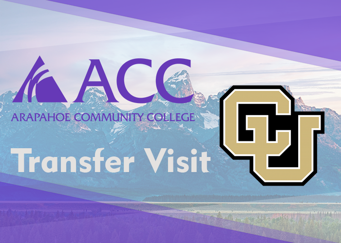 Graphic containing the ACC logo and the University of Colorado Boulder logo indicating a transfer visit event.