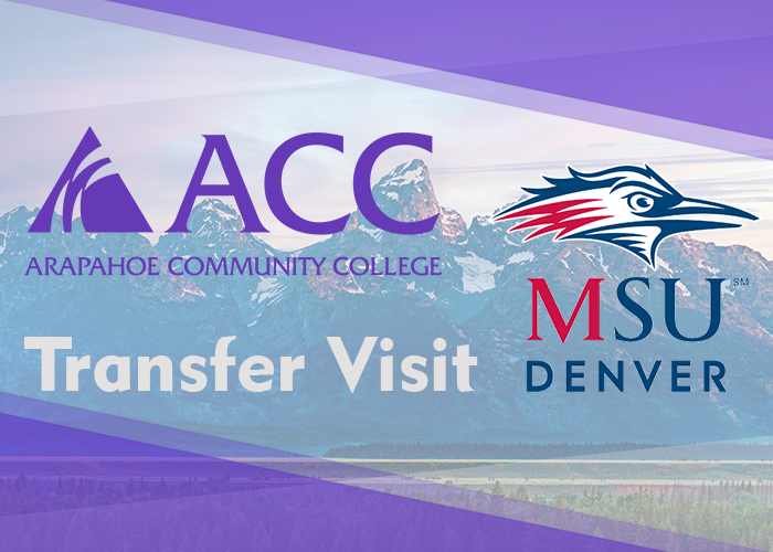 Graphic containing the ACC logo and the Metropolitan State University of Denver logo indicating a transfer visit event.