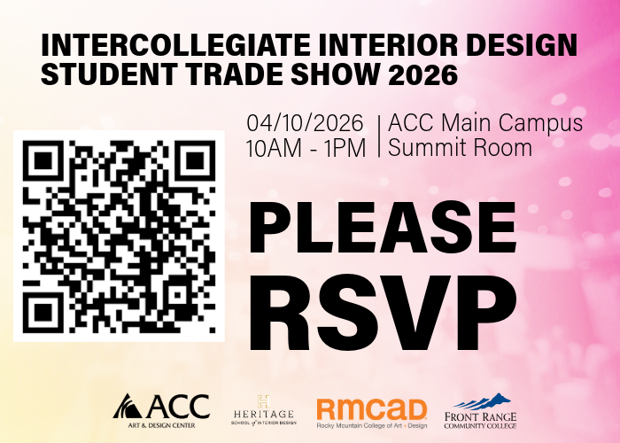 Interior Design Trade Show flyer with QR code to register 
