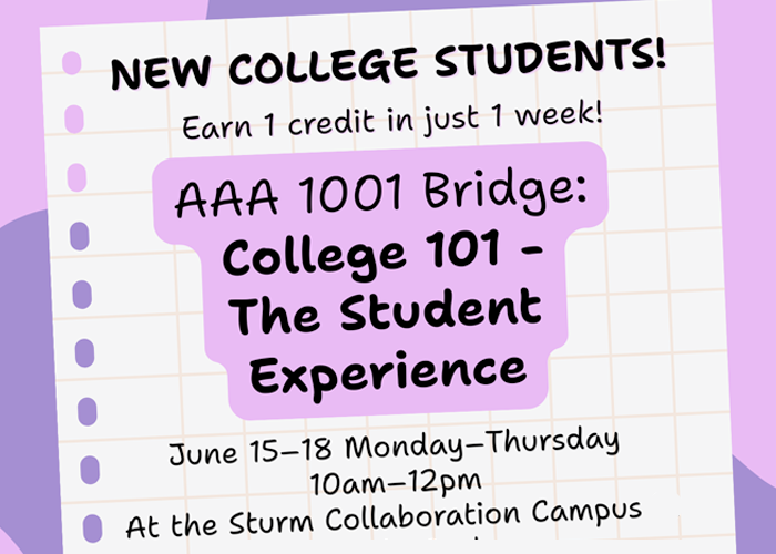AAA 1001 Summer Bridge: College 101 – The Student Experience flyer