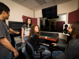 ACC Music Audio Technology students in sound booth