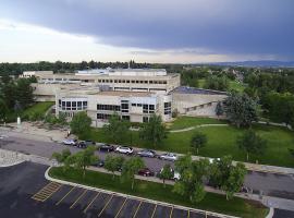 ACC Littleton Campus - drone image above main building and annex.