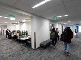 ACC Annex hallway and student lounge space (Health Innovation Center 1st floor)