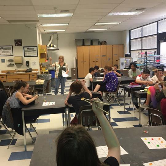 Trish Sangelo at Horizon Middle School in classroom