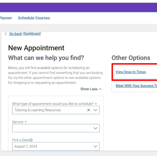 Screenshot of Navigate360 New Appointment screen with Other Options highlighted