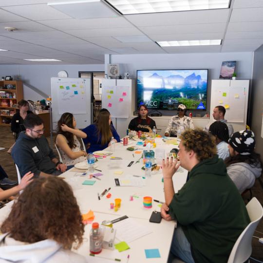 ACC students participating in a strategic plan listening session in the Student Life Office at the Littleton Campus.